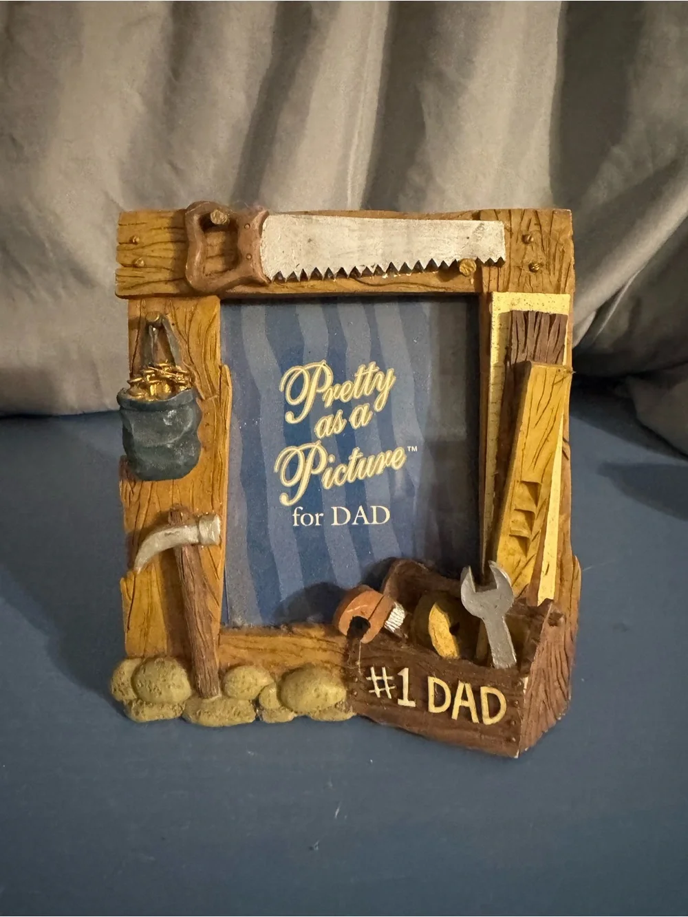 #1 Dad Rustic Tool Theme Picture Frame - Brown